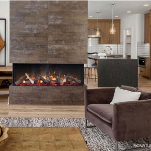 Signature TruView Series 3 sided glass electric fireplace by Amantii